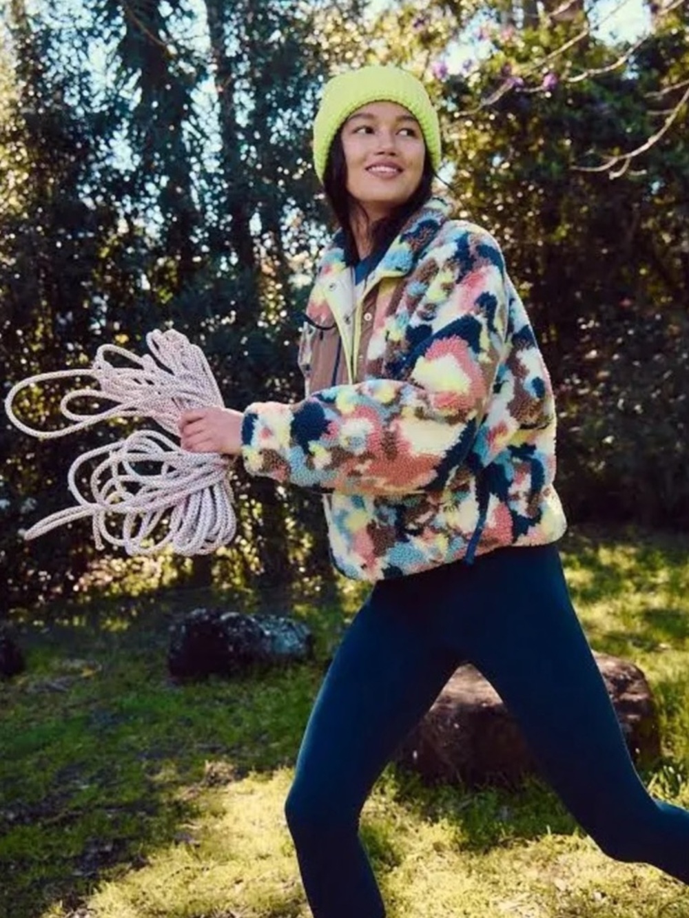 NWT! Free People Fleece Pullover, Camo Combo